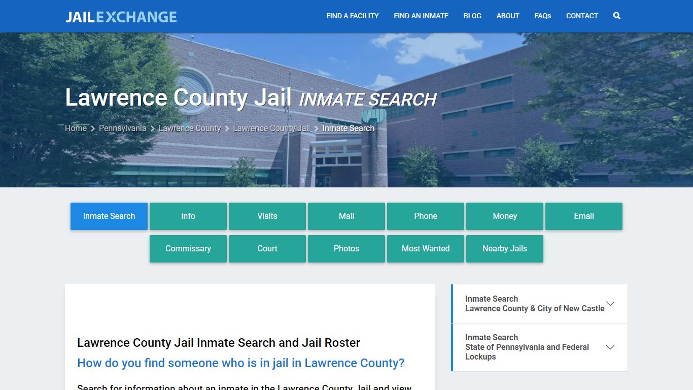 Inmate Search: Roster & Mugshots - Lawrence County Jail, PA